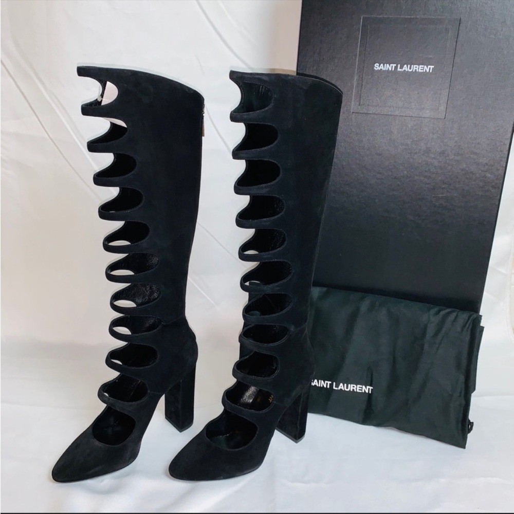 NWB Saint Laurent Suede knee high boots